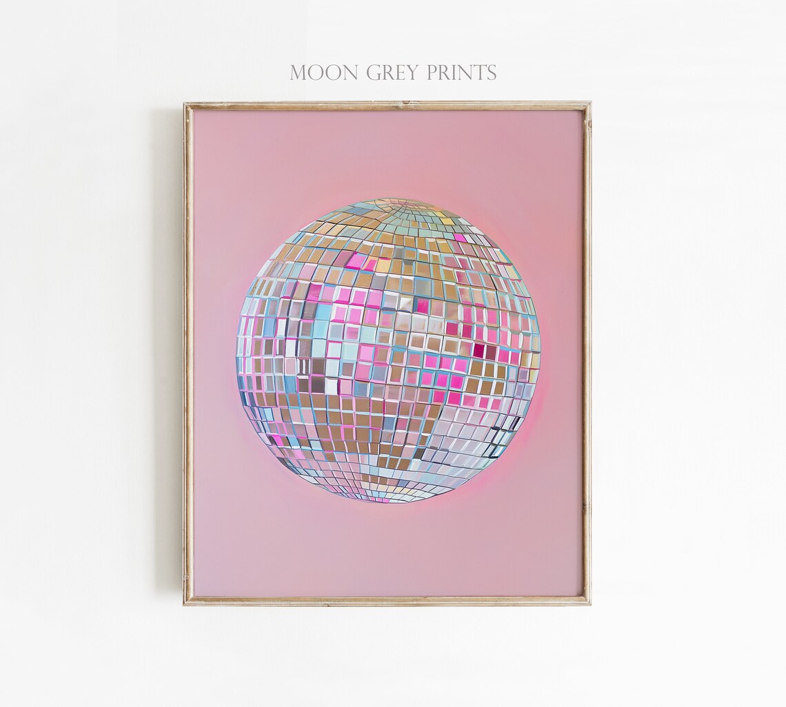 Silver Disco Ball Maximalist Painting, Poster - Image 3