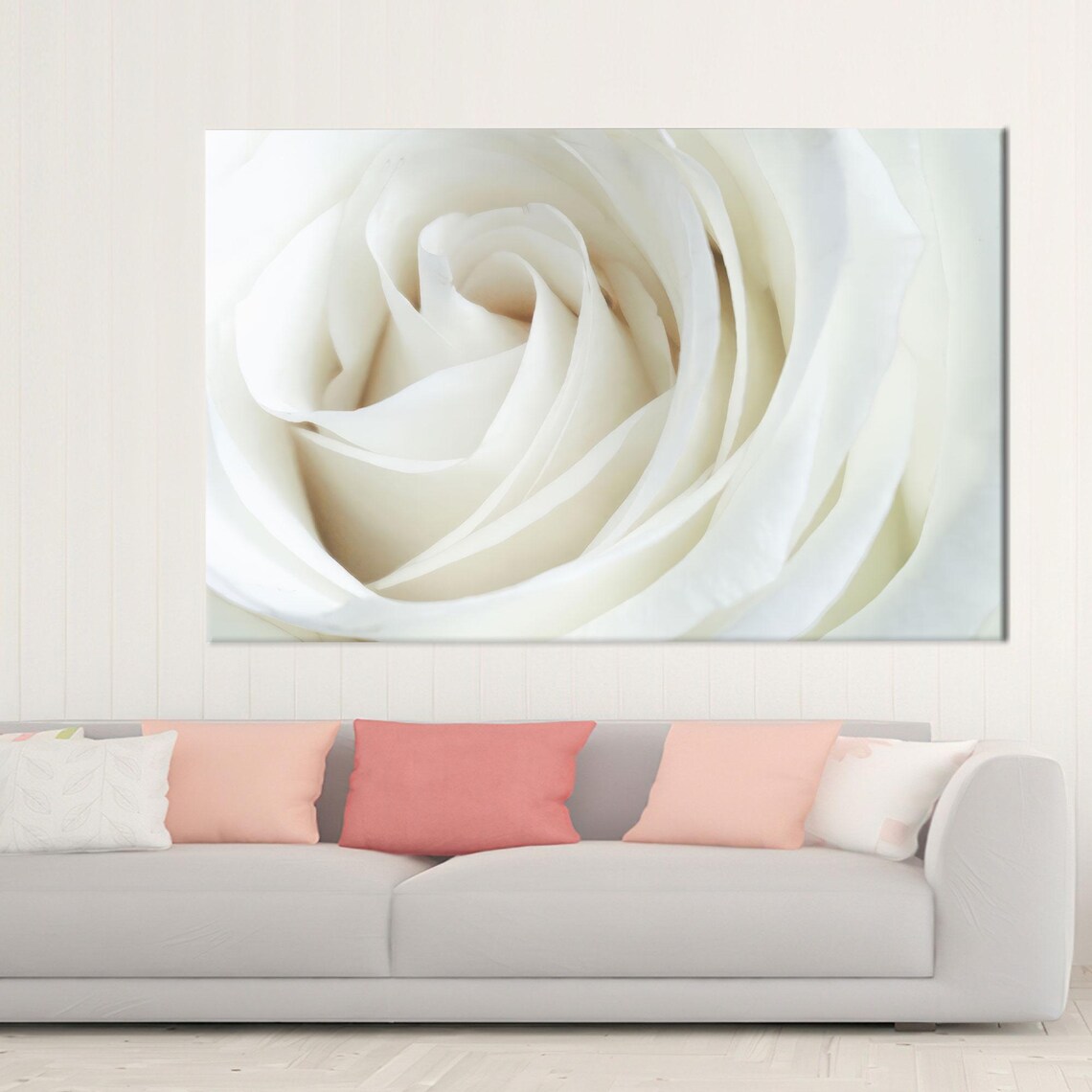 White Rose Macro Close Up With Soft Cream Petals Floral Poster