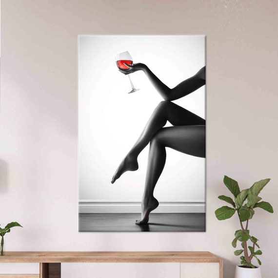 Sexy Woman Wine Lover Art Print, Erotic Decor