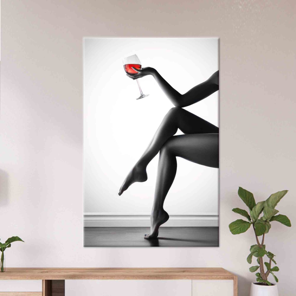 Sexy Woman Wine Lover Art Print, Erotic Decor