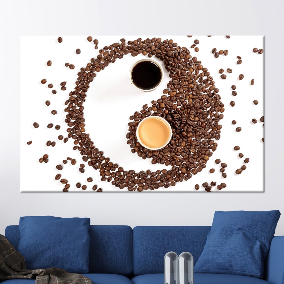 Coffee Yin Yang Art Coffee Wall Art Brown Wall Decor Art Tempered Glass Framed Wall Art Wallpaper Art Poster Art Wall Decor