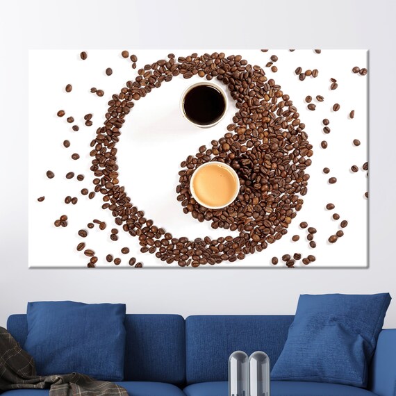 Coffee Yin Yang Art Coffee Wall Art Brown Wall Decor Art Tempered Glass Framed Wall Art Wallpaper Art Poster Art Wall Decor