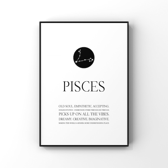 Pisces Printpisces Wall Artzodiac Constellationpisces Giftzodiac Printastrology Printstar Signzodiac Birthday