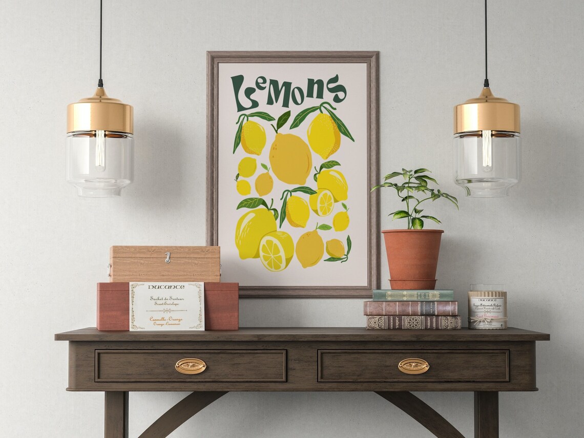 Lemons Retro Kitchen Art Print, Funky Fruit Decor - Image 3