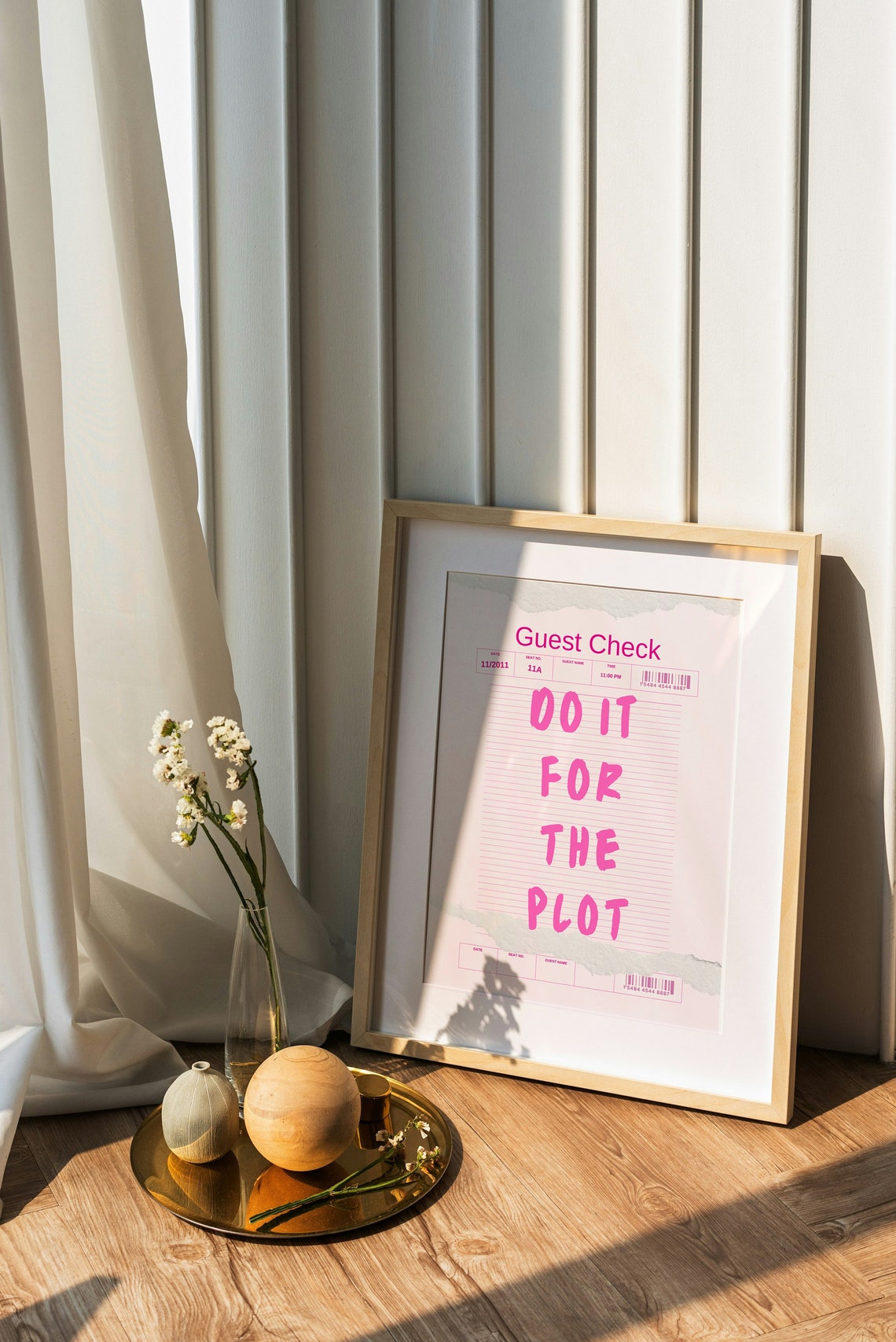 Do It For the Plot Guest Check Pink Retro Restaurant Quote Poster - Image 3