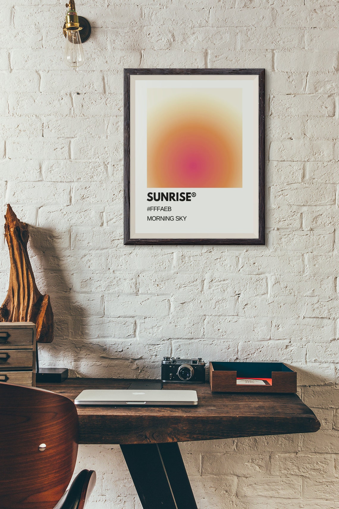 Sunrise Morning Sky Pink Orange Gradient Aura Minimalist Wall Art - Image 3