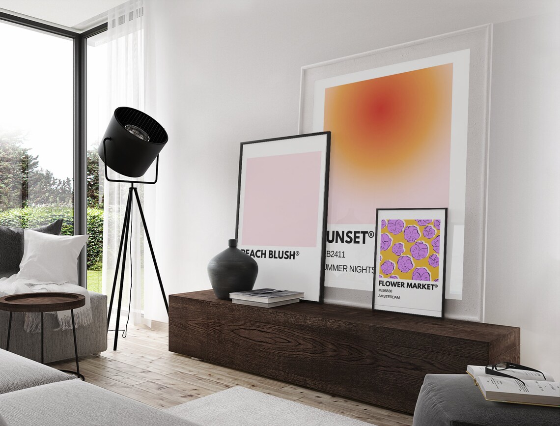 Minimalist Sunset Beach Poster, Tropical Pink Sky - Image 2