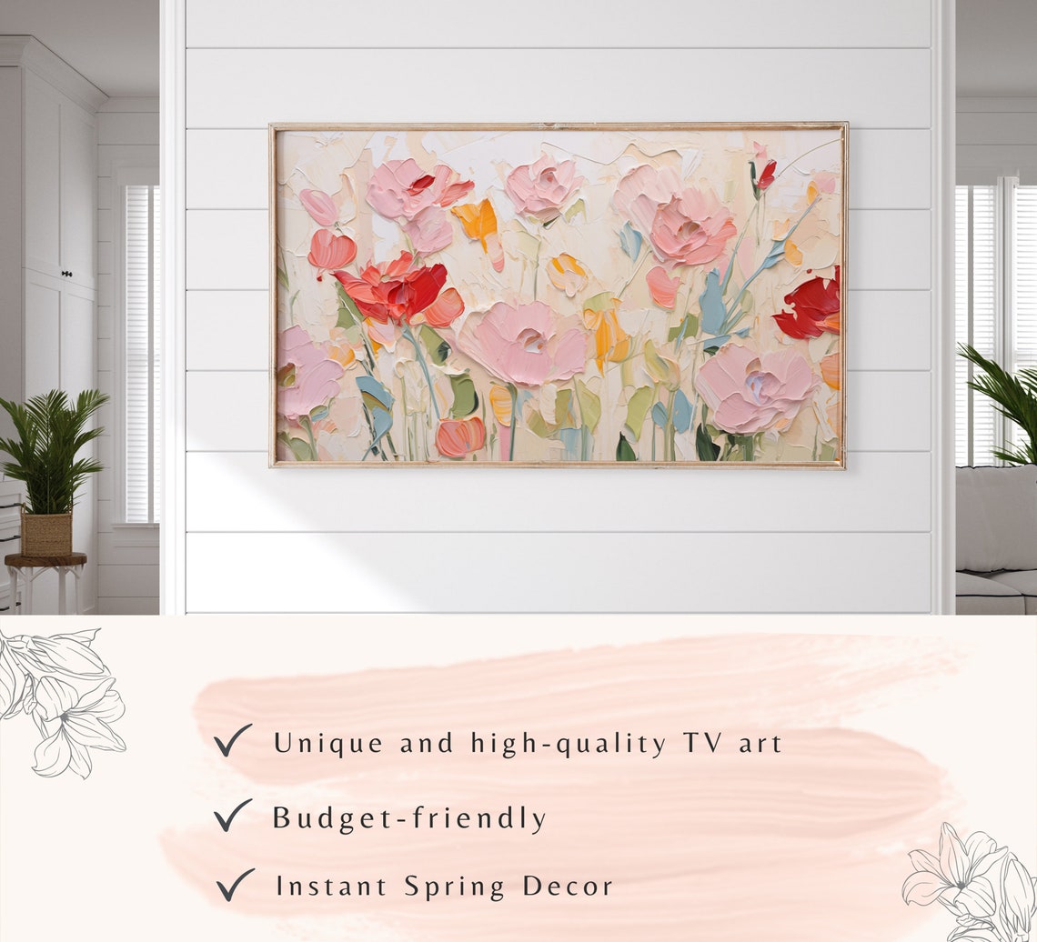Soft Pastel Blossoms Impasto Textured Spring Flower Art Poster - Image 3