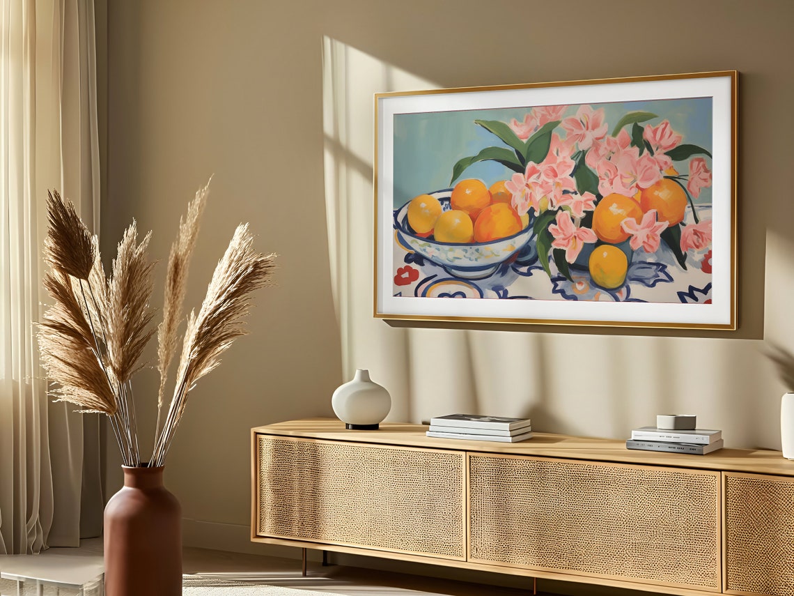 Mediterranean Citrus Still Life Oranges Flowers Summer Art Poster - Image 2