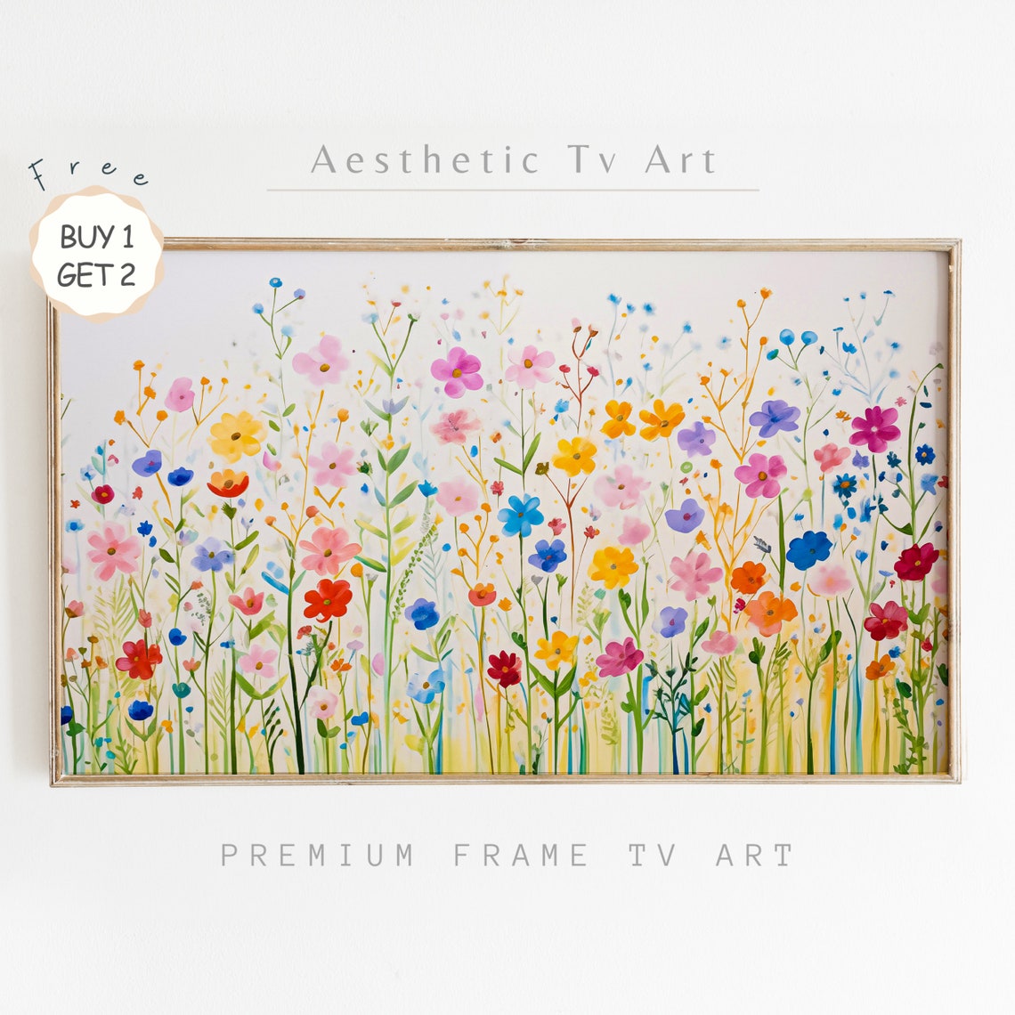 Delicate Watercolor Wildflowers White Background Spring Poster