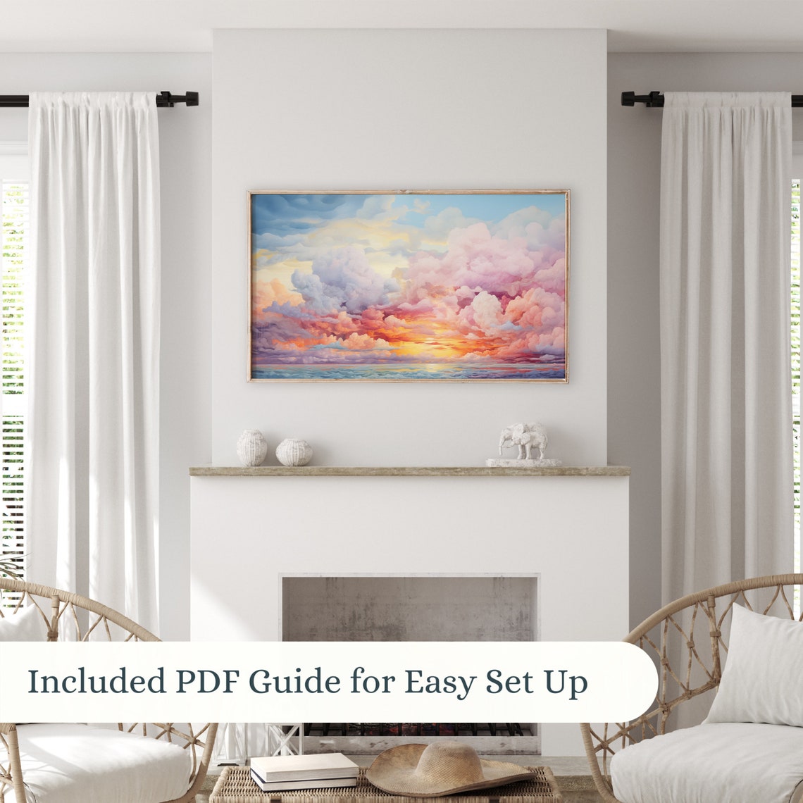 Pink Sunset Clouds Ocean Dramatic Sky Colorful Cloudscape Poster - Image 3