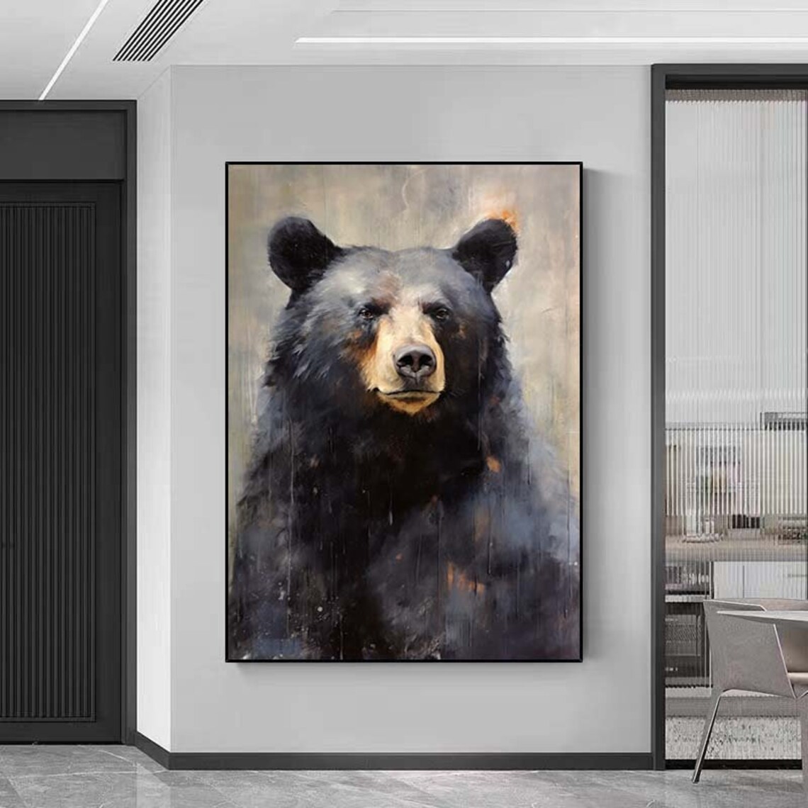 Black Bear Abstract Oil Painting, Minimalist Art - Image 5