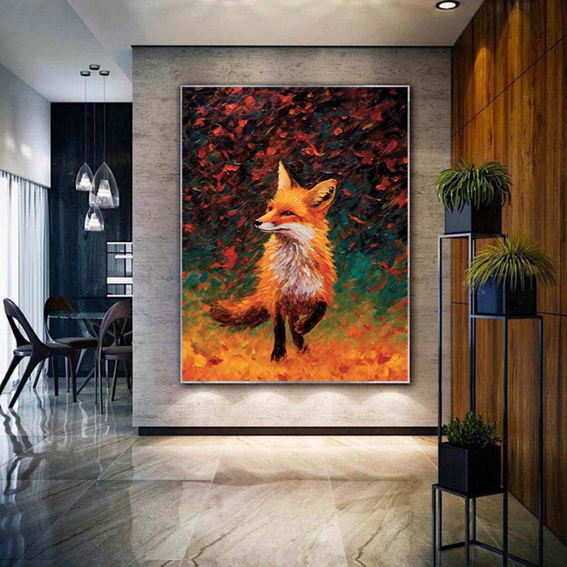 Red Fox in Autumn Forest Impressionist Wildlife Painting Poster - Image 4