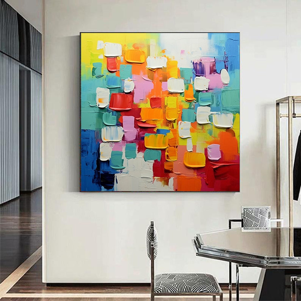 Vibrant Color Block Abstract With Chunky Palette Knife Poster - Image 5