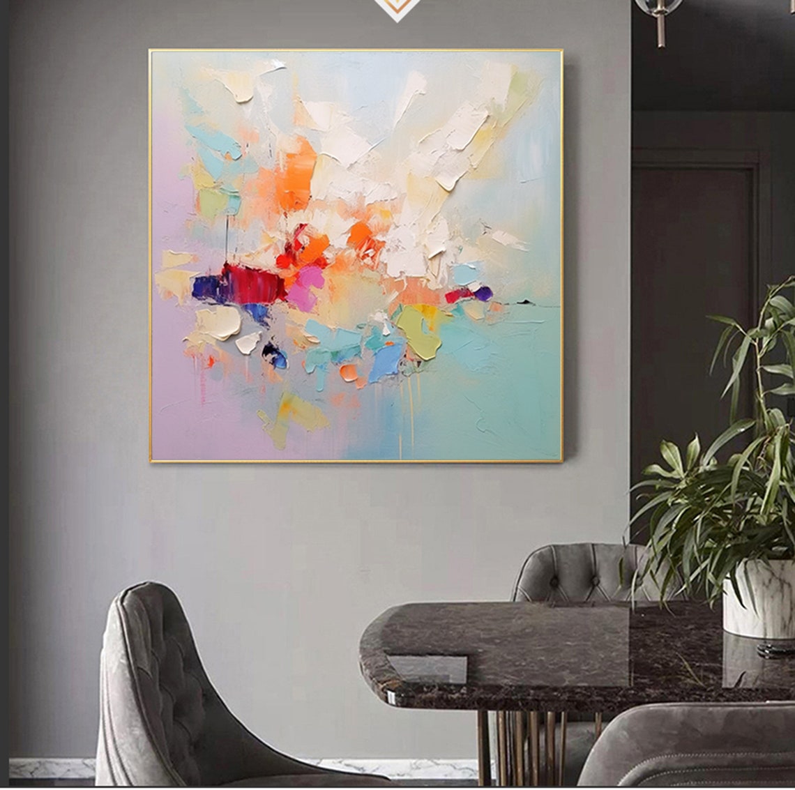 Pastel Confetti Splash Abstract Impasto Modern Painting Poster - Image 5