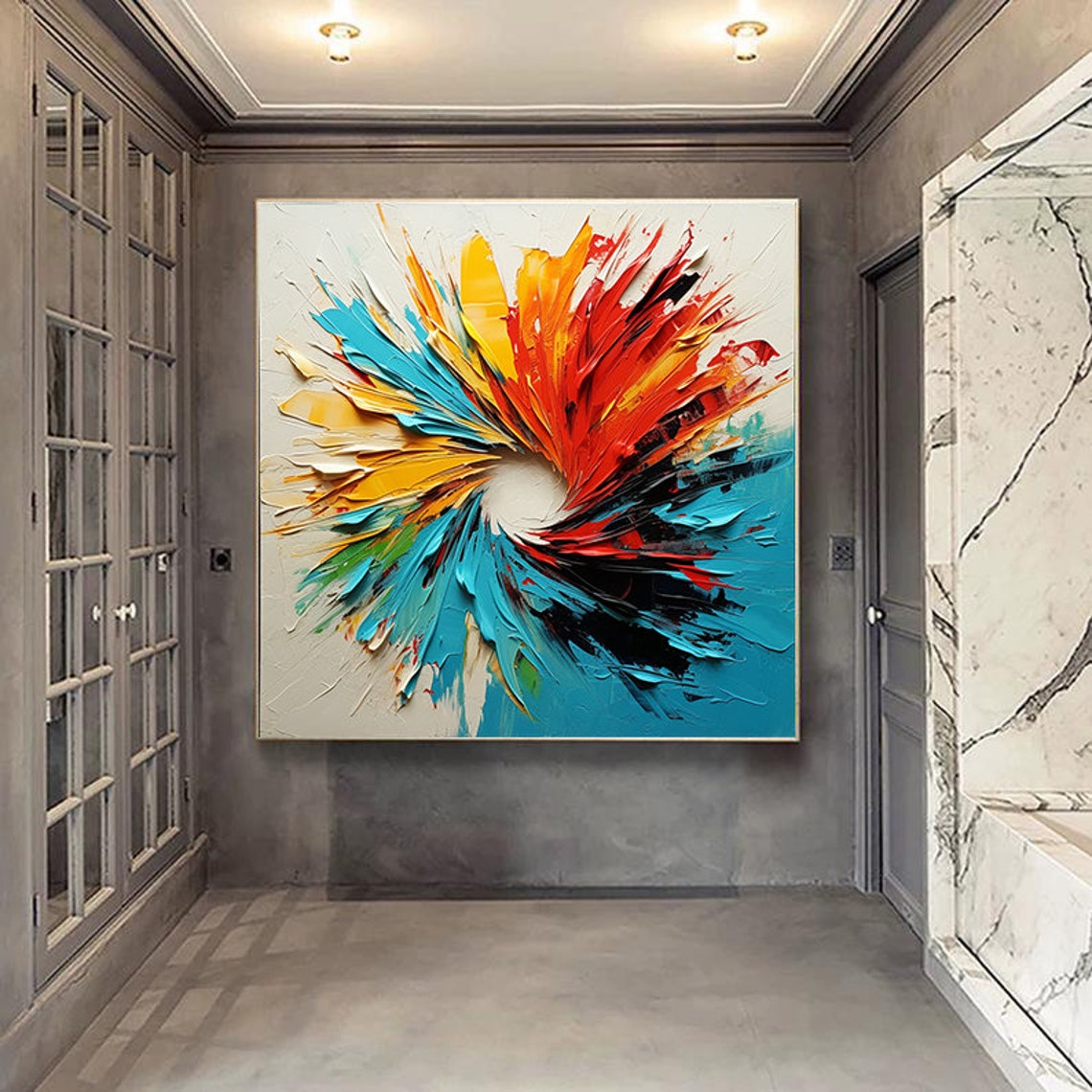 Rainbow Circle Swirl Abstract Color Wheel Spiral Gallery Poster - Image 2