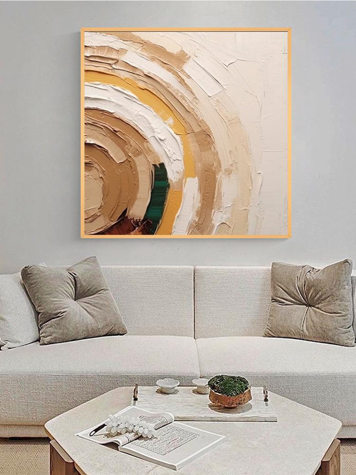 Beige Brown Arch Circular Minimalist Abstract 3D Textured Wall Poster - Image 5