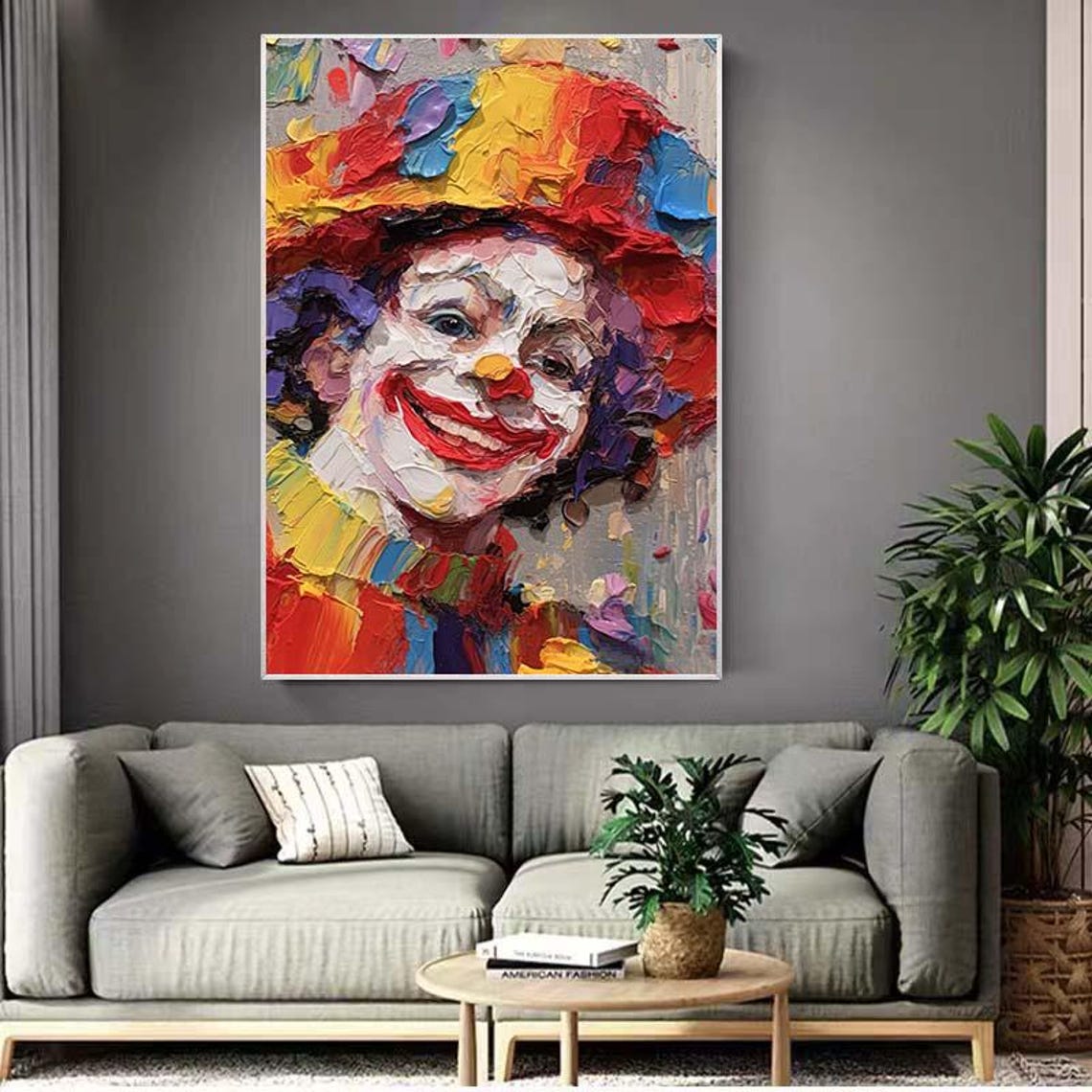 Colorful Clown Portrait Knife Painting Circus Face Art Poster - Image 3