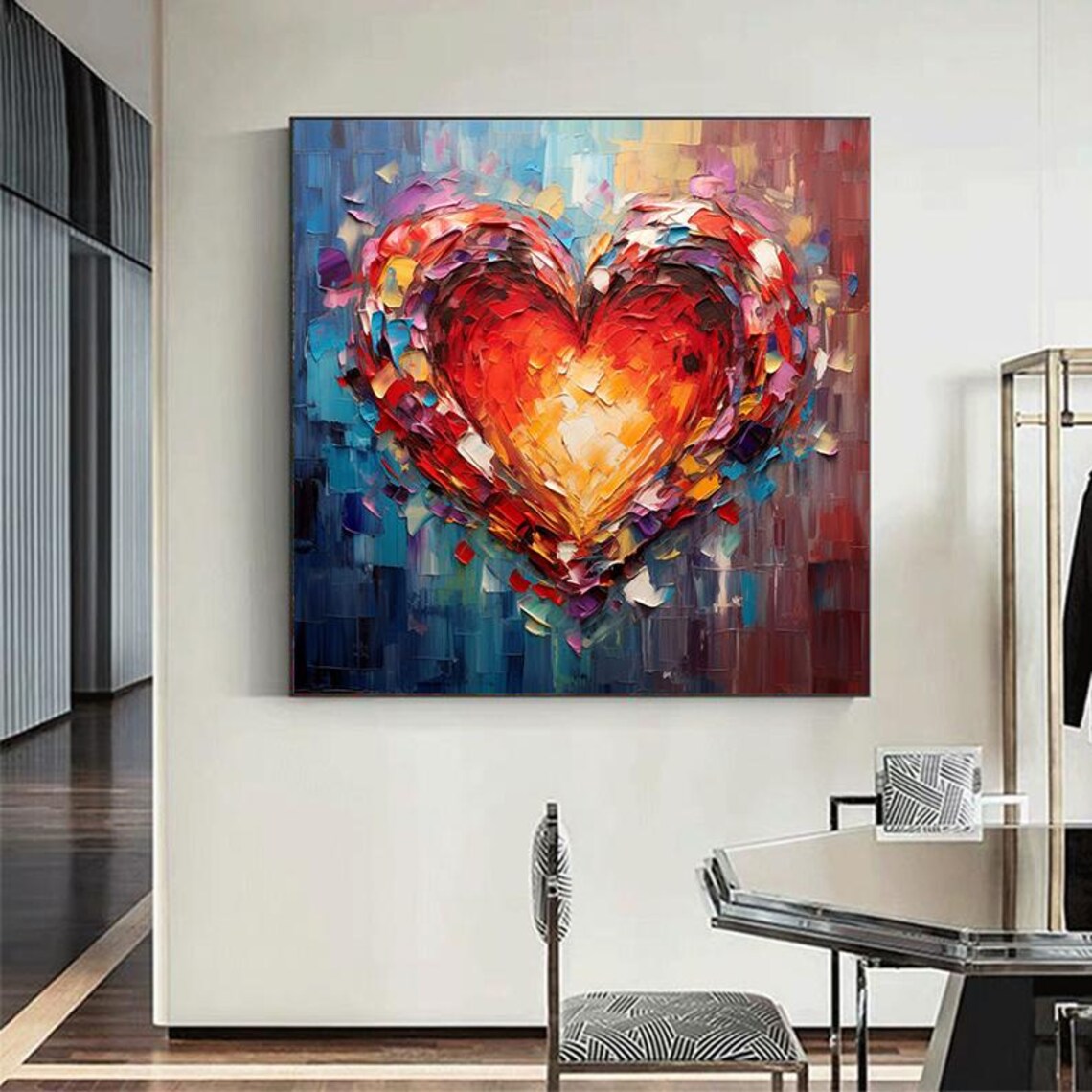 Heart-Shaped Abstract Texture Art Print, Colorful - Image 6