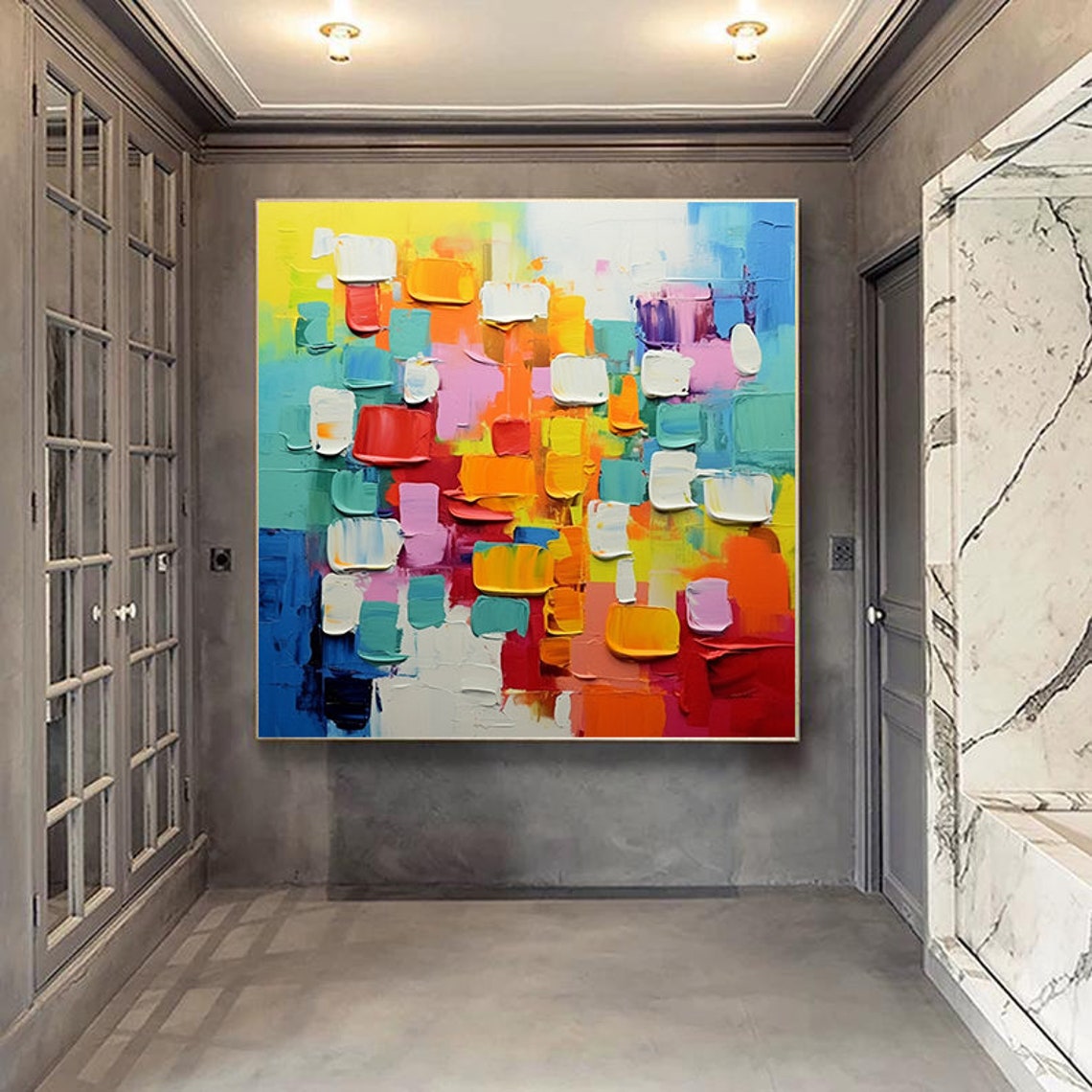 Vibrant Color Block Abstract With Chunky Palette Knife Poster - Image 6
