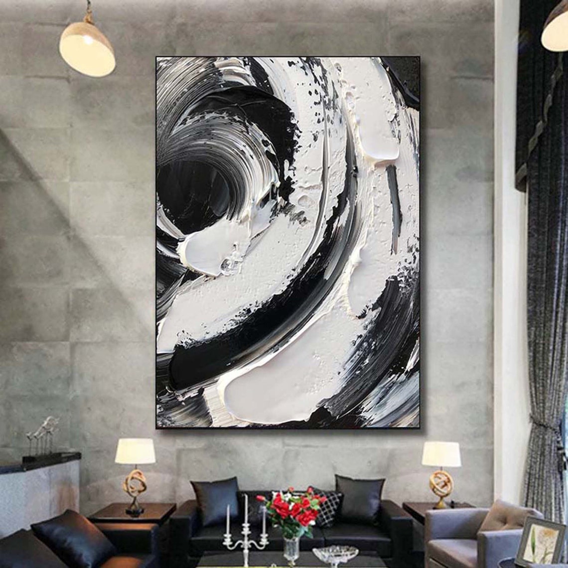 Black White Swirl Vortex Textured Monochrome Whirlpool Art Poster - Image 7