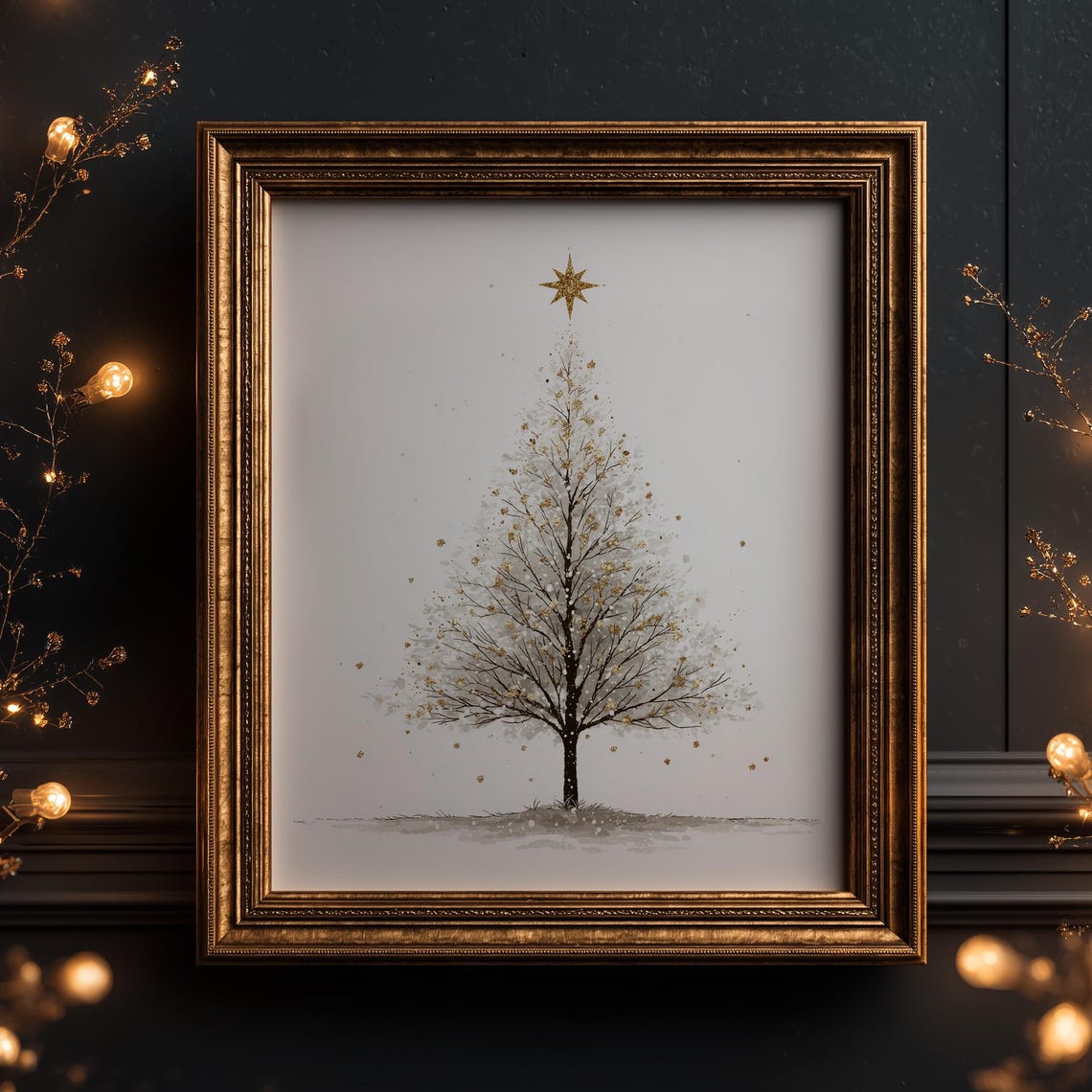 Minimalist Christmas Tree Scandinavian Style Wall Art Watercolor Evergreen Festive Neutral Decor Winter 160