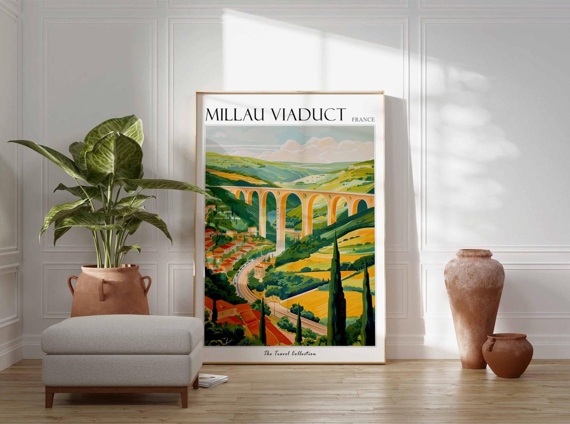 Viaduc De Millau Poster France Travel Print French Decor Europe Travel Poster European Wall Art Viaduc De Millau Travel Poster - Image 3