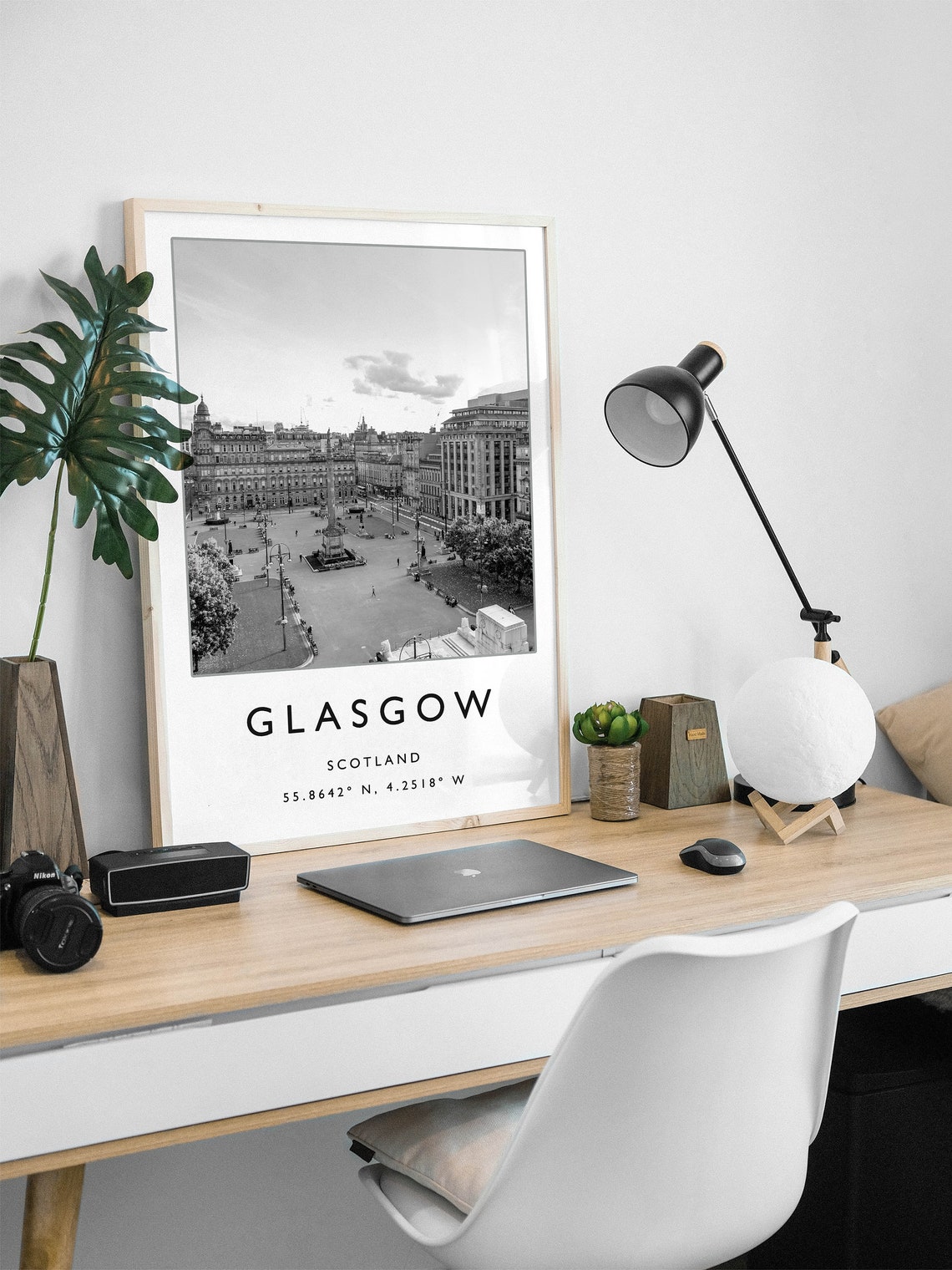 Glasgow Scotland Black and White George Square Photo Poster Art - Image 3