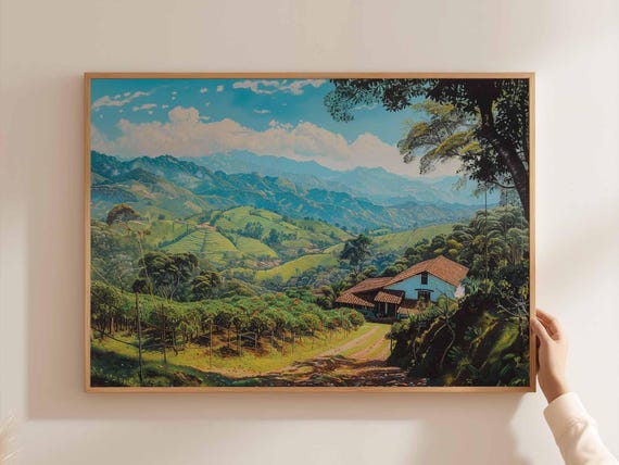 Colombia Travel Poster South America Landscape Art Print