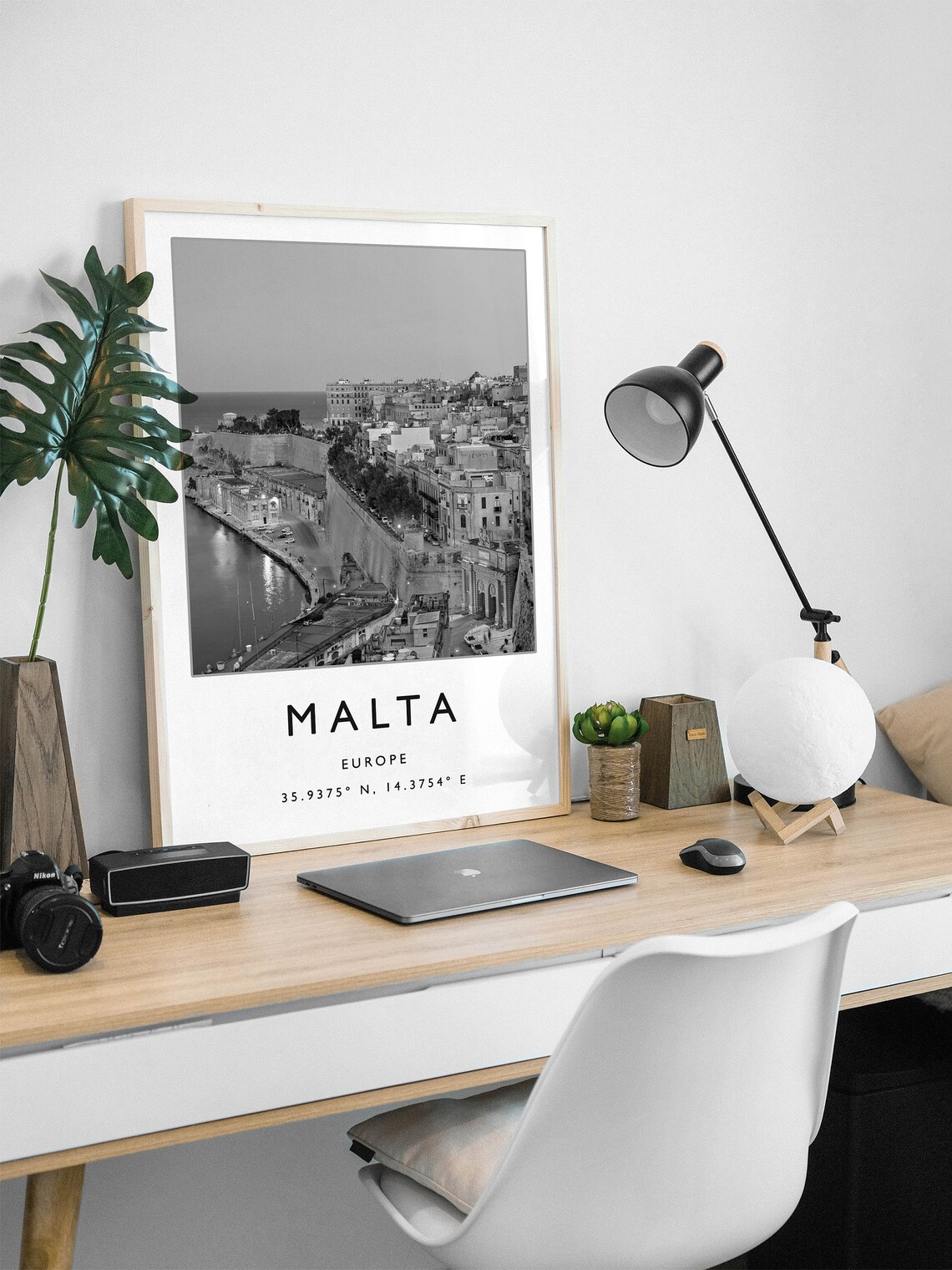 Malta Travel Poster, Minimalist Black and White Print - Image 2