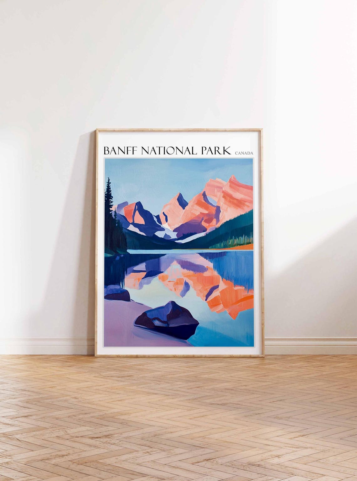 Banff National Park Canada Pink Peaks Lake Reflection Poster - Image 3