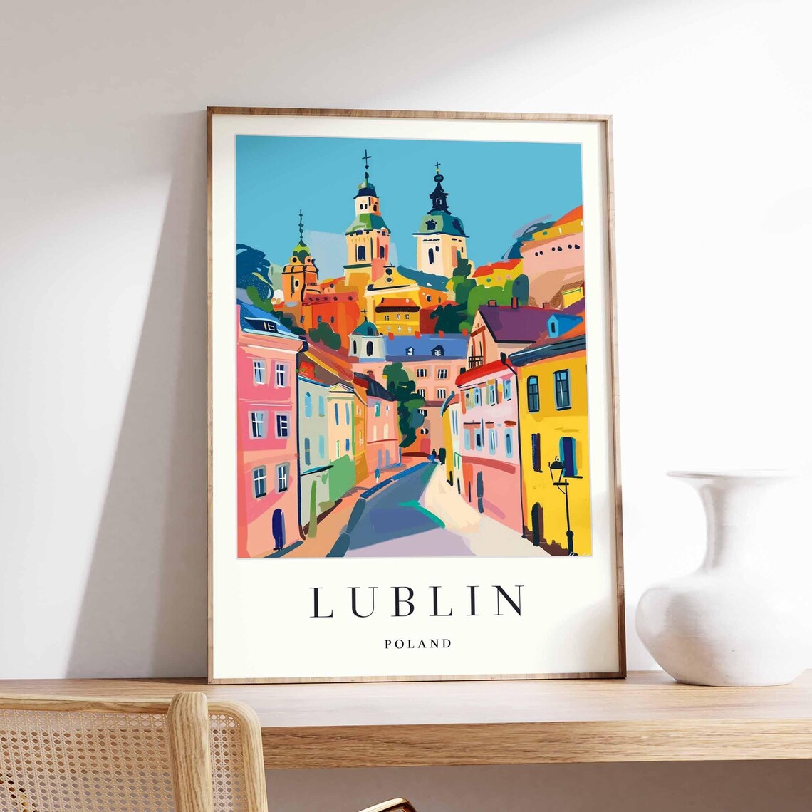 Lublin Poland Colorful Old Town Travel Poster