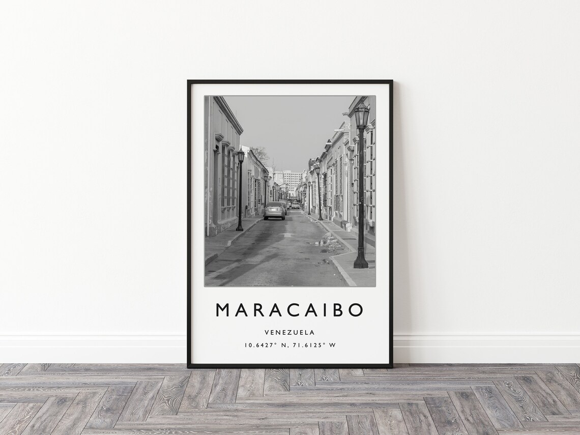 Maracaibo Venezuela Travel Poster, Black and White - Image 3