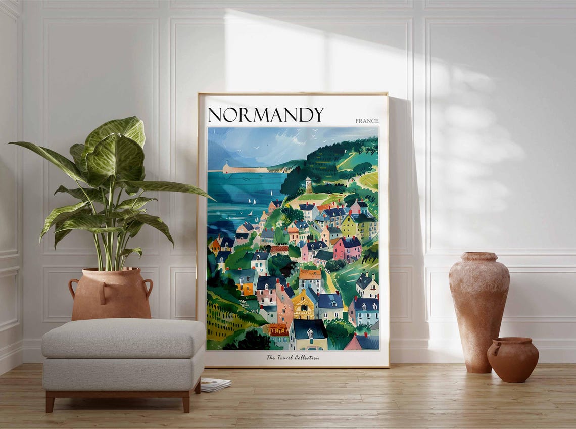 Normandy Poster France Travel Print French Decor Europe Travel Poster European Wall Art Normandy Gift Normandy Travel Poster - Image 3