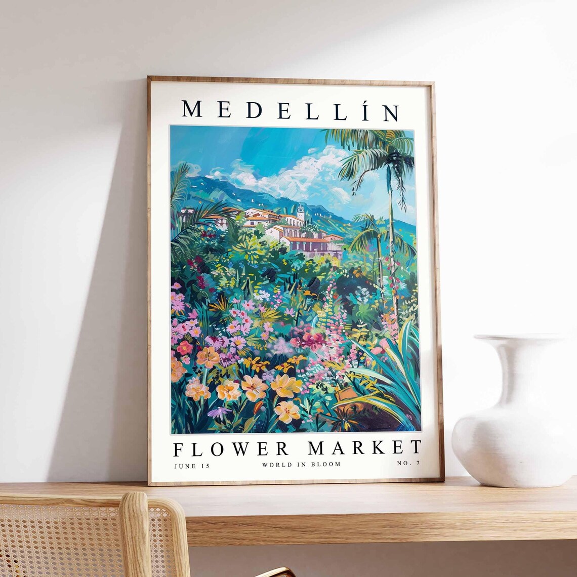 Medelln Flower Market, Colombian Botanical Travel Poster