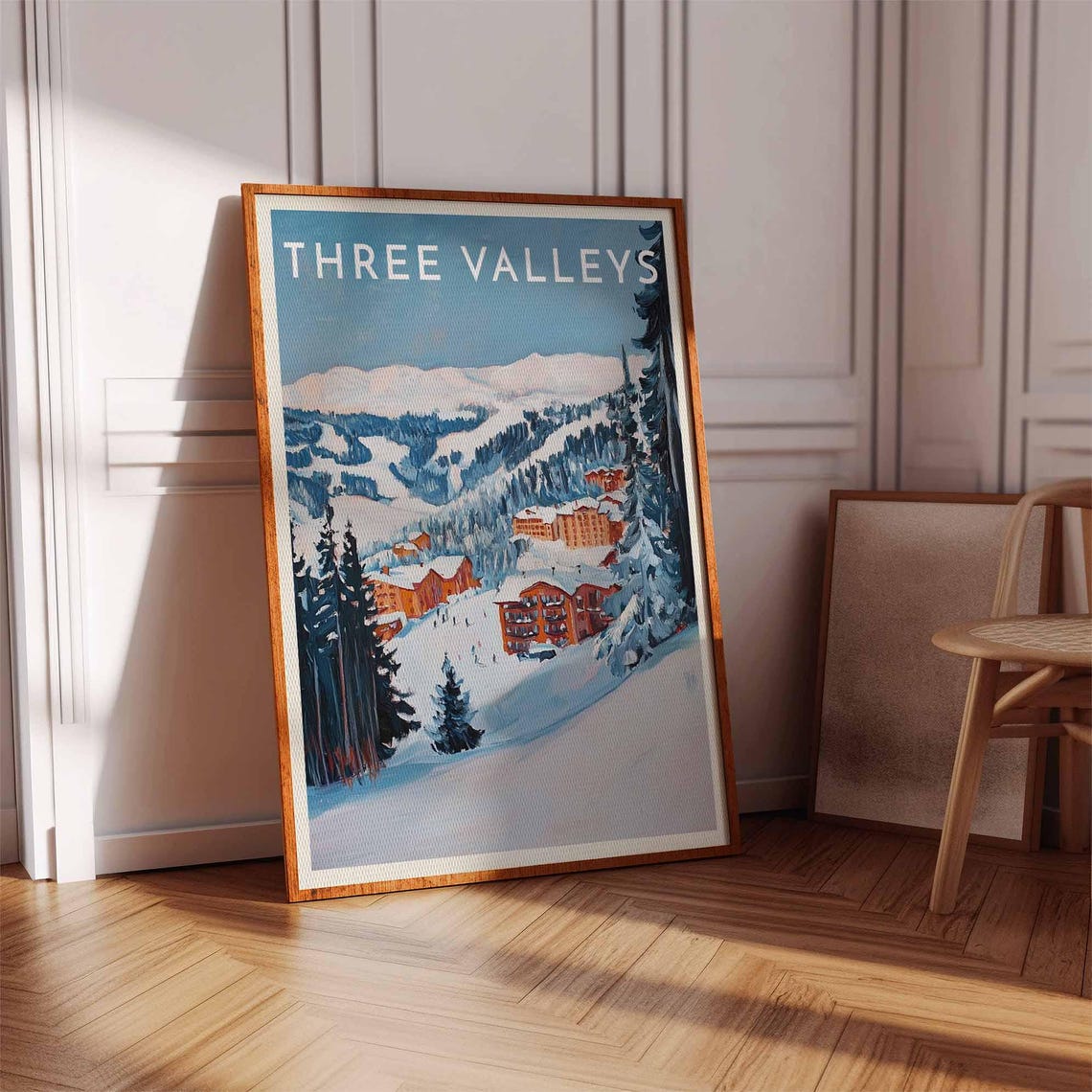 Three Valleys Red Roof Village Tucked Among Snowy Pines Poster - Image 3