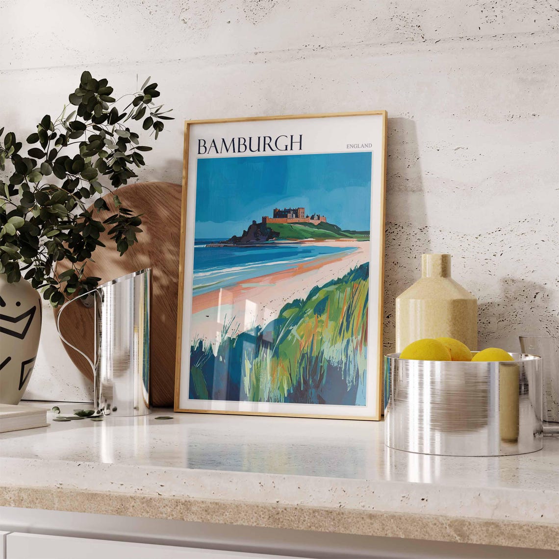 Bamburgh Castle Bold Seaside Illustration Northumberland Coast Poster - Image 2