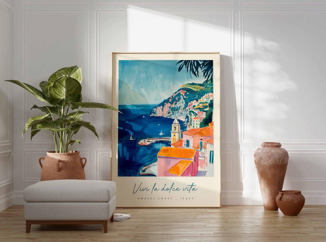 Amalfi Coast Poster Amalfi Coast Travel Print Amalfi Coast Travel Art Amalfi Coast Wall Art Italy Art Italy Travel Decor Travel Gift - Image 3