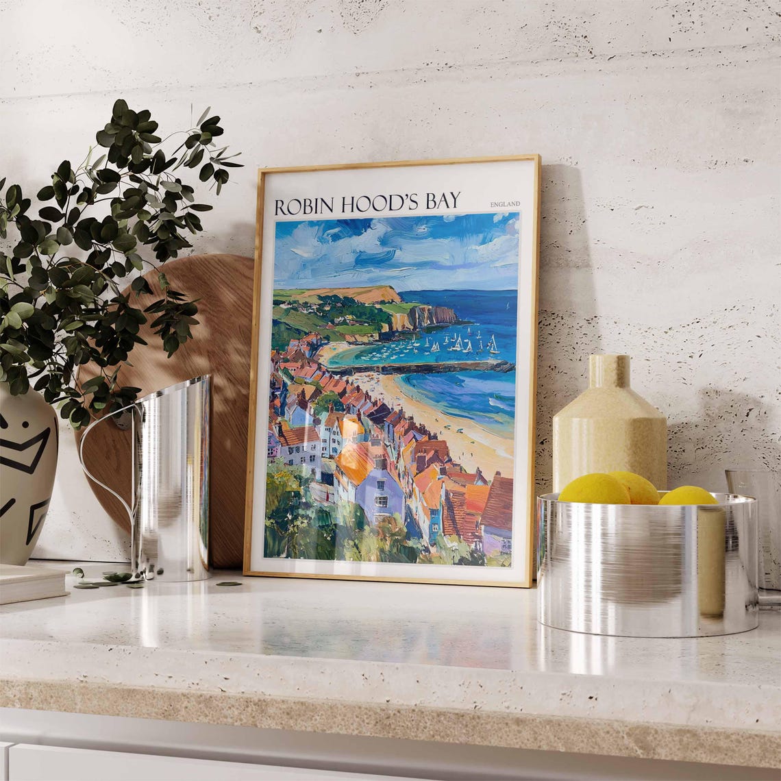 Robin Hoods Bay England Seaside Village Beach Travel Art Poster - Image 2