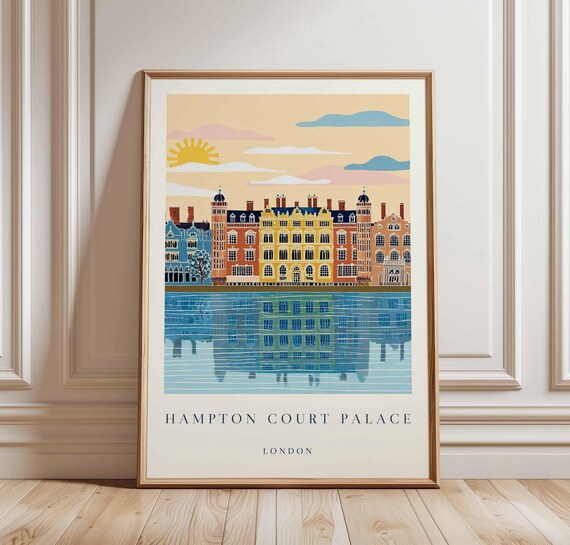 Hampton Court Palace London Riverside Reflection Travel Poster