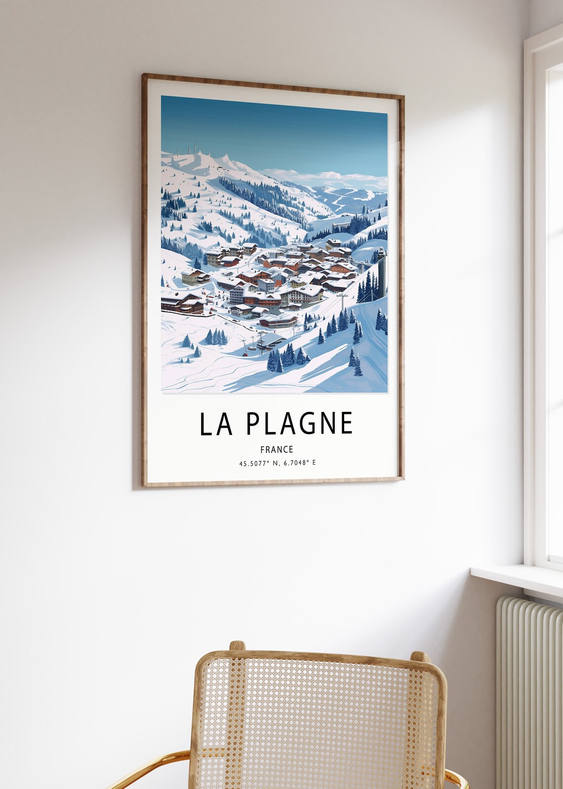 La Plagne France Snowy Ski Resort Mountain Slopes Travel Poster - Image 3