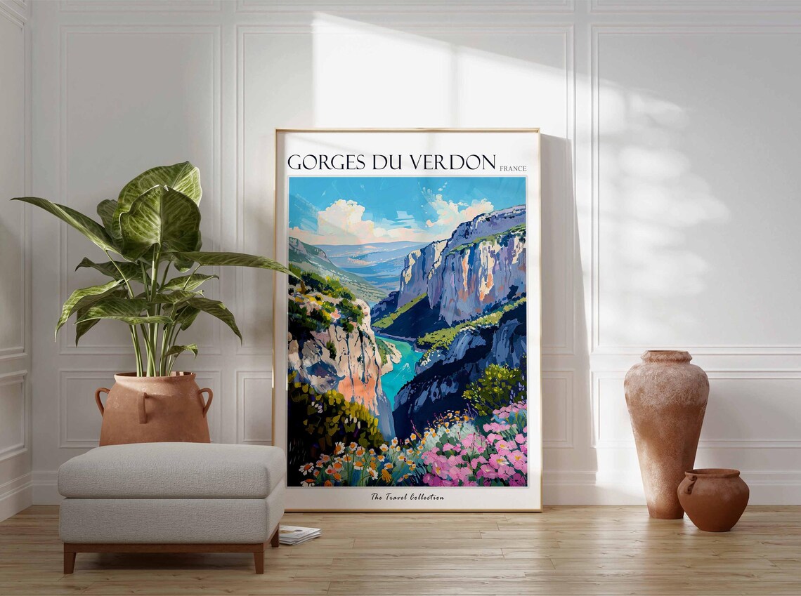 Gorges du Verdon France Wildflower Canyon Overlook Travel Poster - Image 3