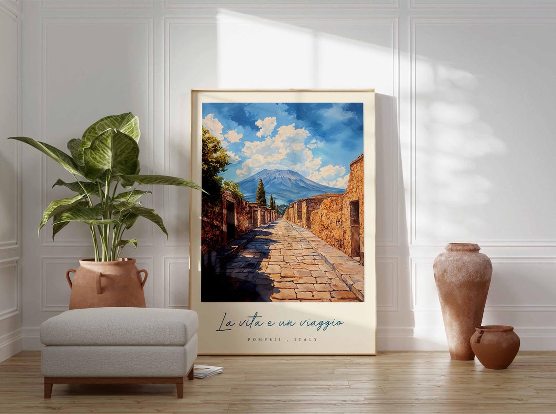 Pompeii Poster Italian Travel Print Pompeii Travel Art Pompeii Wall Art Italy Art Italy Travel Decor Italian Travel Gift - Image 3
