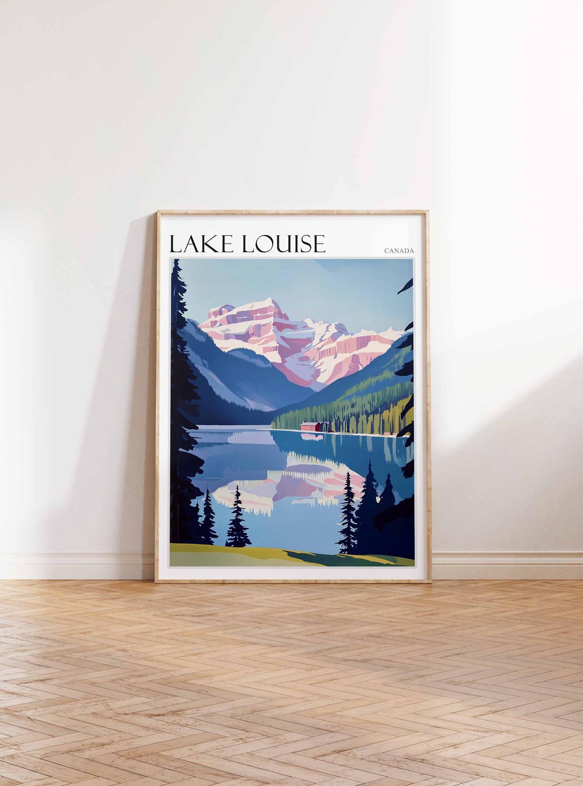 Lake Louise Canada Mirror Peaks Tiny Boathouse Pine Shore Poster - Image 3