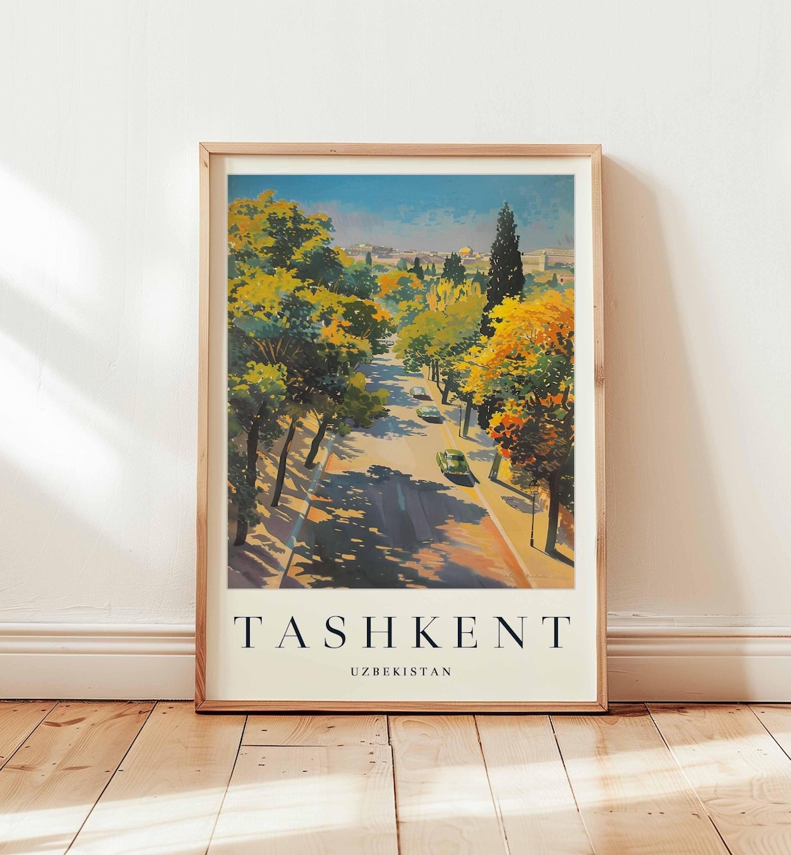 Tashkent Uzbekistan Tree Lined Avenue Autumn City Travel Poster