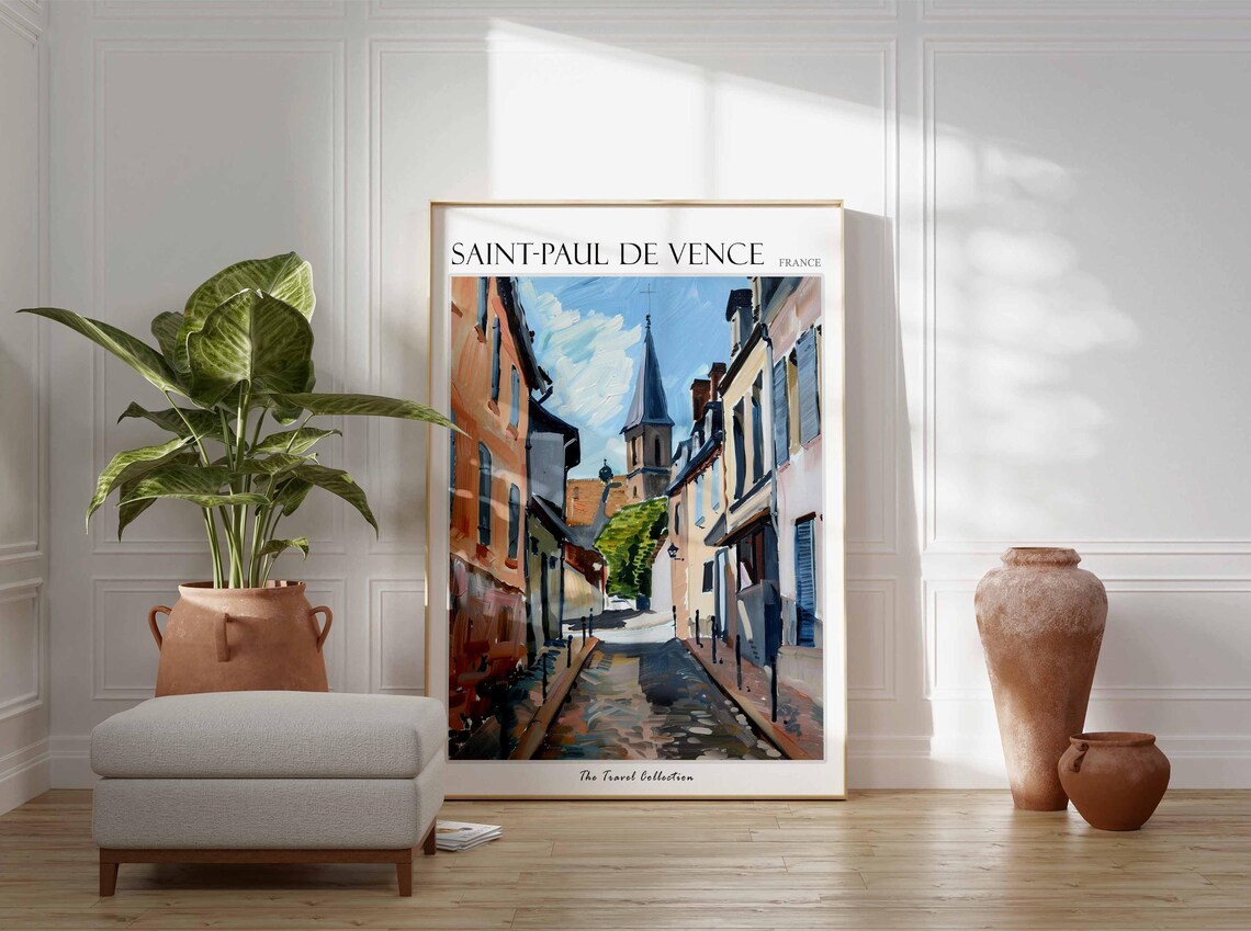 Saint Paul de Vence France Village Street Church Spire Travel Poster - Image 3