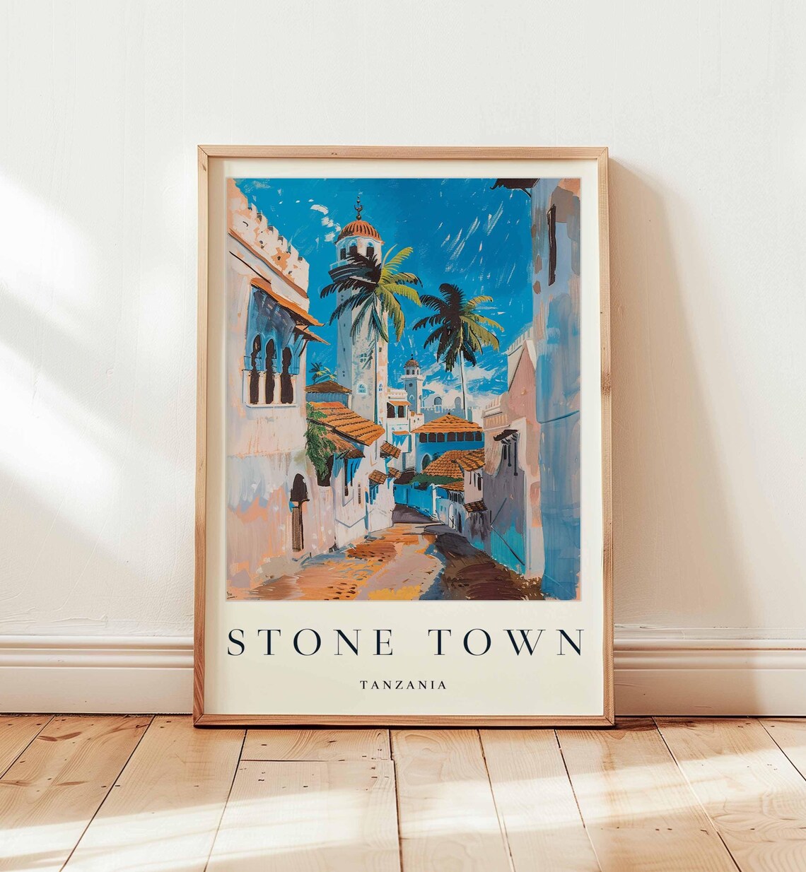 Stone Town Tanzania Historic Mosque Street Colorful Travel Poster