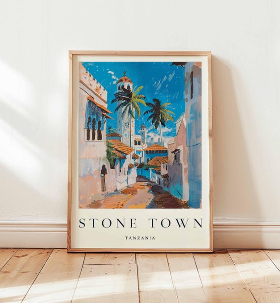 Stone Town Zanzibar Print Tanzania Travel Poster East Africa Wall Art