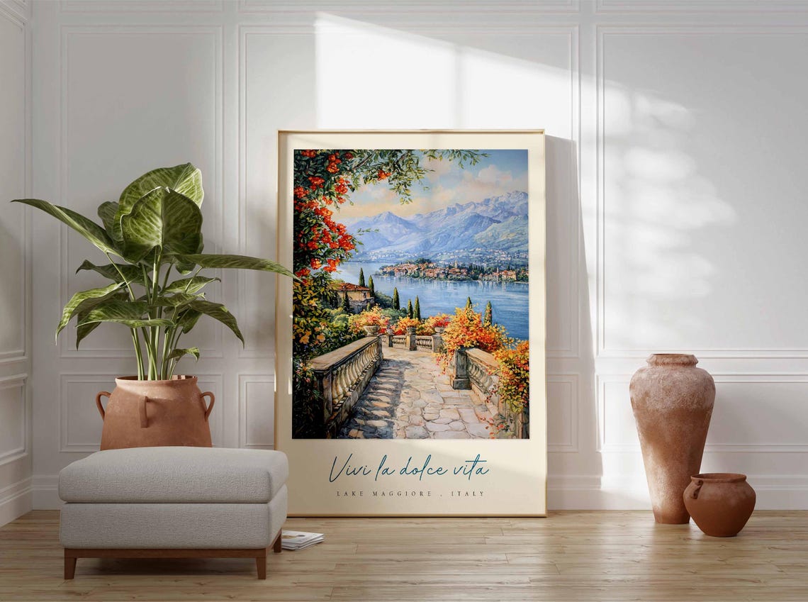 Lake Maggiore Poster Italian Travel Print Lake Maggiore Travel Art Lake Maggiore Wall Art Italy Art Italy Travel Decor Travel Gift - Image 3