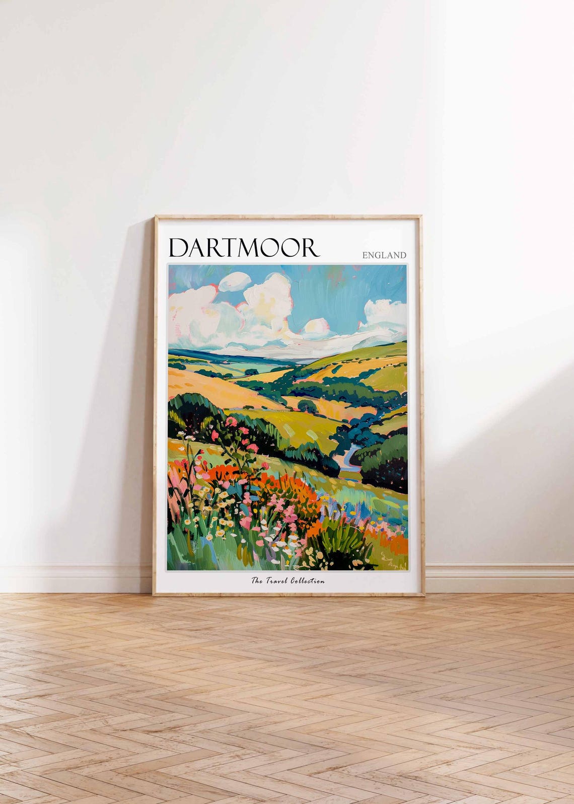 Dartmoor England Wildflower Meadow Rolling Hills Clouds Poster - Image 2
